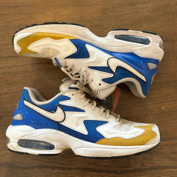 Nike Air Max 2 White Blue Yellow Men’s Size 9 Retro Running Shoes - Picture 1 of 6